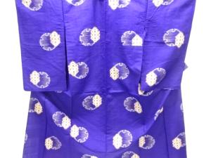 大正ロマン　雪輪模様織出し銘仙単衣着物